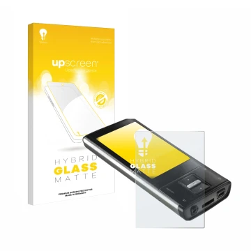 Vorderseite einer Produktverpackung mit dem Markenlogo upscreen. Daneben ist das Gerät Intenso Video Shooter 2,4