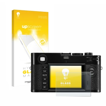 Vorderseite einer Produktverpackung mit dem Markenlogo upscreen. Daneben ist das Gerät Leica M (Typ 240) mit dem zugehörigen D