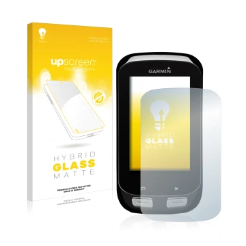 Vorderseite einer Produktverpackung mit dem Markenlogo upscreen. Daneben ist das Gerät Garmin Edge 1000 mit dem zugehörigen Di