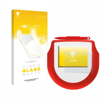 Vorderseite einer Produktverpackung mit dem Markenlogo upscreen. Daneben ist das Gerät Signotec Signature Pad Omega mit dem zu