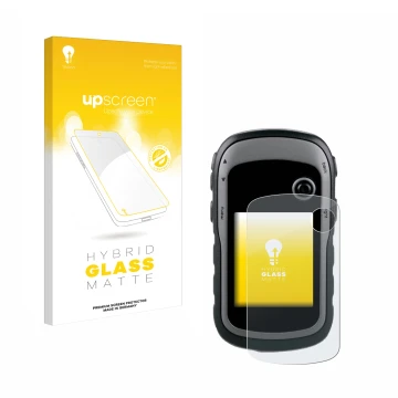 Vorderseite einer Produktverpackung mit dem Markenlogo upscreen. Daneben ist das Gerät Garmin eTrex 30x mit dem zugehörigen Di