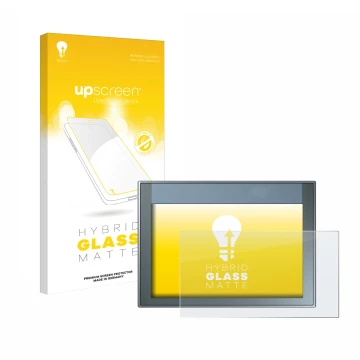 Vorderseite einer Produktverpackung mit dem Markenlogo upscreen. Daneben ist das Gerät Siemens Simatic HMI KTP 700 Basic mit d