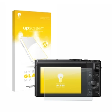 Vorderseite einer Produktverpackung mit dem Markenlogo upscreen. Daneben ist das Gerät Panasonic Lumix DMC-LX15 mit dem zugehö