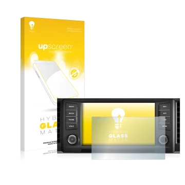 Vorderseite einer Produktverpackung mit dem Markenlogo upscreen. Daneben ist das Gerät Seat Ateca 2016 Media System Plus 8