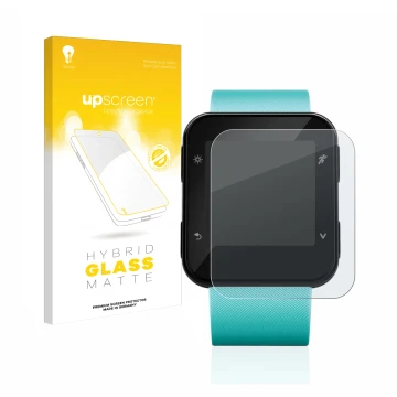 Vorderseite einer Produktverpackung mit dem Markenlogo upscreen. Daneben ist das Gerät Garmin Forerunner 35 mit dem zugehörige