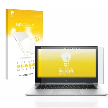 Vorderseite einer Produktverpackung mit dem Markenlogo upscreen. Daneben ist das Gerät HP EliteBook x360 1030 G2 mit dem zugeh