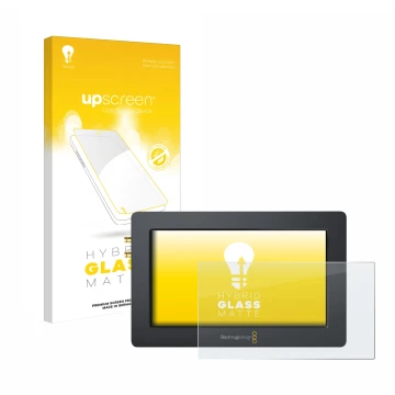 Vorderseite einer Produktverpackung mit dem Markenlogo upscreen. Daneben ist das Gerät Blackmagic Design Video Assist (5.0) mi