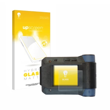 Vorderseite einer Produktverpackung mit dem Markenlogo upscreen. Daneben ist das Gerät Swissphone s.Quad X15 mit dem zugehörig