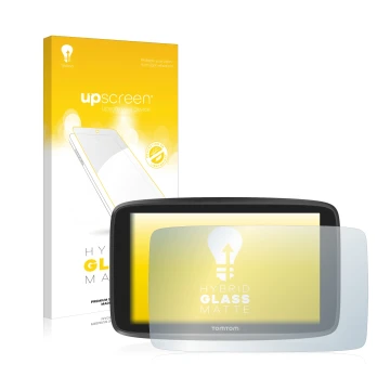 Vorderseite einer Produktverpackung mit dem Markenlogo upscreen. Daneben ist das Gerät TomTom GO Camper mit dem zugehörigen Di