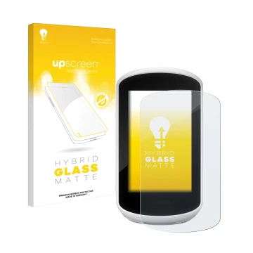 Vorderseite einer Produktverpackung mit dem Markenlogo upscreen. Daneben ist das Gerät Garmin Edge Explore 2018 mit dem zugehö