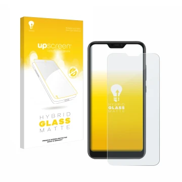 Vorderseite einer Produktverpackung mit dem Markenlogo upscreen. Daneben ist das Gerät Xiaomi Mi A2 Lite mit dem zugehörigen D