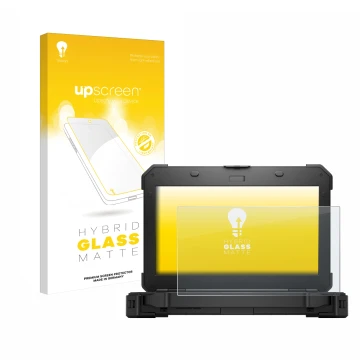 Vorderseite einer Produktverpackung mit dem Markenlogo upscreen. Daneben ist das Gerät Dell Latitude 5420 Rugged mit dem zugeh