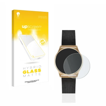 Vorderseite einer Produktverpackung mit dem Markenlogo upscreen. Daneben ist das Gerät Xlyne X-Watch Joli XW Pro mit dem zugeh