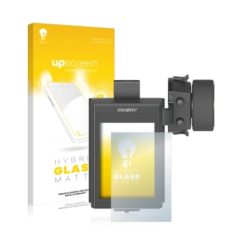 Vorderseite einer Produktverpackung mit dem Markenlogo upscreen. Daneben ist das Gerät FlySky FS-NB4 mit dem zugehörigen Displ