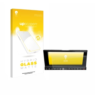 Vorderseite einer Produktverpackung mit dem Markenlogo upscreen. Daneben ist das Gerät DS 7 Crossback Infotainmentsystem mit d