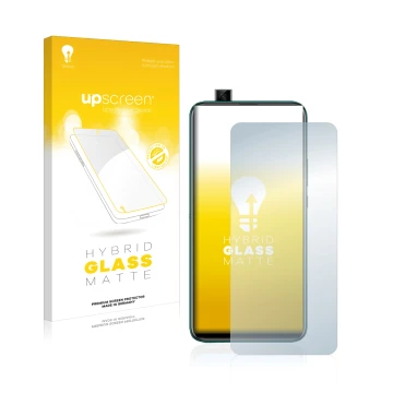 Vorderseite einer Produktverpackung mit dem Markenlogo upscreen. Daneben ist das Gerät Huawei P smart Z mit dem zugehörigen Di