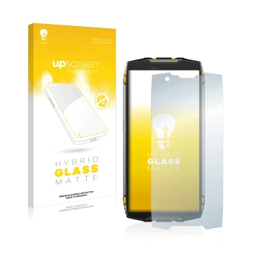 Vorderseite einer Produktverpackung mit dem Markenlogo upscreen. Daneben ist das Gerät Blackview BV6800 Pro mit dem zugehörige