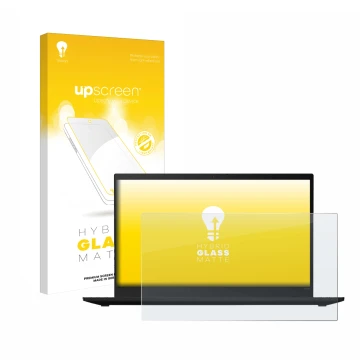 Vorderseite einer Produktverpackung mit dem Markenlogo upscreen. Daneben ist das Gerät Lenovo ThinkPad X1 Carbon (7. Gen.) mit