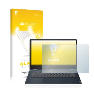 Vorderseite einer Produktverpackung mit dem Markenlogo upscreen. Daneben ist das Gerät Lenovo IdeaPad C340 14