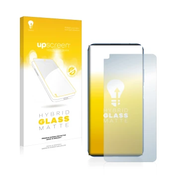 Vorderseite einer Produktverpackung mit dem Markenlogo upscreen. Daneben ist das Gerät Huawei Nova 5T mit dem zugehörigen Disp