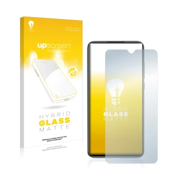 Vorderseite einer Produktverpackung mit dem Markenlogo upscreen. Daneben ist das Gerät Xiaomi Mi 9 Lite mit dem zugehörigen Di