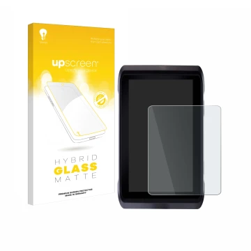 Vorderseite einer Produktverpackung mit dem Markenlogo upscreen. Daneben ist das Gerät Atomos Shogun 7 mit dem zugehörigen Dis