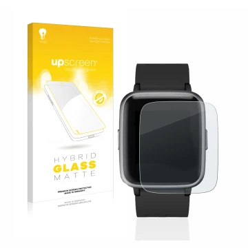 Vorderseite einer Produktverpackung mit dem Markenlogo upscreen. Daneben ist das Gerät Letsfit Fitness Tracker 1.3