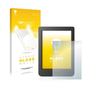 Vorderseite einer Produktverpackung mit dem Markenlogo upscreen. Daneben ist das Gerät Tolino Page 2 mit dem zugehörigen Displ