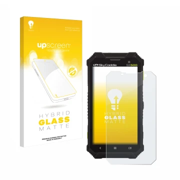 Vorderseite einer Produktverpackung mit dem Markenlogo upscreen. Daneben ist das Gerät SkyCaddie SX500 mit dem zugehörigen Dis