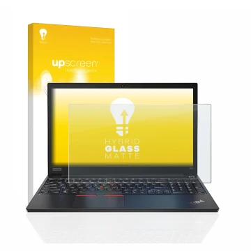 Vorderseite einer Produktverpackung mit dem Markenlogo upscreen. Daneben ist das Gerät Lenovo ThinkPad E14 Gen 2 mit dem zugeh