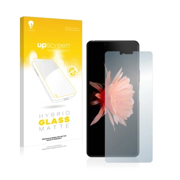 Vorderseite einer Produktverpackung mit dem Markenlogo upscreen. Daneben ist das Gerät Sony Xperia 10 II mit dem zugehörigen D