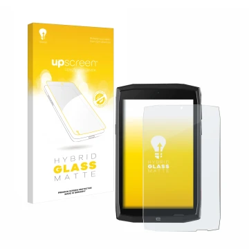 Vorderseite einer Produktverpackung mit dem Markenlogo upscreen. Daneben ist das Gerät Crosscall Core T4 mit dem zugehörigen D