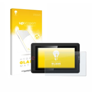 Vorderseite einer Produktverpackung mit dem Markenlogo upscreen. Daneben ist das Gerät XP-Pen Artist 13.3 Pro mit dem zugehöri