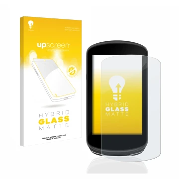 Vorderseite einer Produktverpackung mit dem Markenlogo upscreen. Daneben ist das Gerät Garmin Edge 1030 Plus mit dem zugehörig