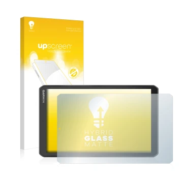 Vorderseite einer Produktverpackung mit dem Markenlogo upscreen. Daneben ist das Gerät Garmin Camper 890 mit dem zugehörigen D