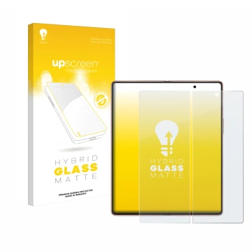 Vorderseite einer Produktverpackung mit dem Markenlogo upscreen. Daneben ist das Gerät Samsung Galaxy Z Fold 2 5G (Inneres Dis