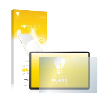 Vorderseite einer Produktverpackung mit dem Markenlogo upscreen. Daneben ist das Gerät Lenovo Tab P11 Pro mit dem zugehörigen 