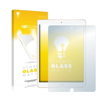 Vorderseite einer Produktverpackung mit dem Markenlogo upscreen. Daneben ist das Gerät Apple iPad 10.2