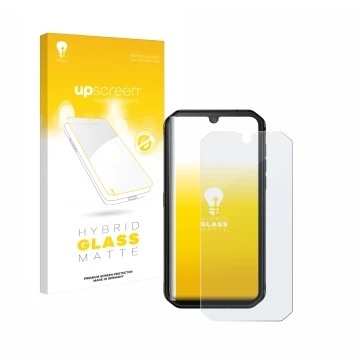 Vorderseite einer Produktverpackung mit dem Markenlogo upscreen. Daneben ist das Gerät Blackview BV9900E mit dem zugehörigen D