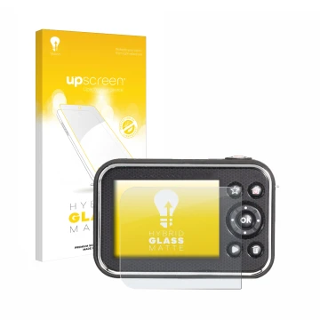 Vorderseite einer Produktverpackung mit dem Markenlogo upscreen. Daneben ist das Gerät Vtech Kidizoom Video Studio HD mit dem 