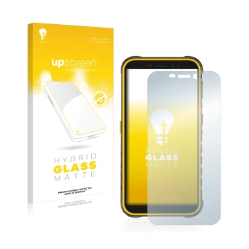 Vorderseite einer Produktverpackung mit dem Markenlogo upscreen. Daneben ist das Gerät Ulefone Armor X8 mit dem zugehörigen Di