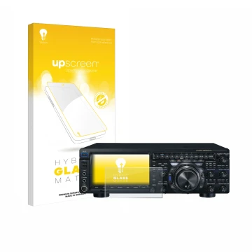 Vorderseite einer Produktverpackung mit dem Markenlogo upscreen. Daneben ist das Gerät Yaesu FT-DX101D mit dem zugehörigen Dis