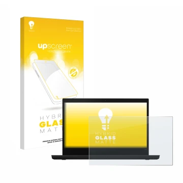 Vorderseite einer Produktverpackung mit dem Markenlogo upscreen. Daneben ist das Gerät Lenovo ThinkPad L14 mit dem zugehörigen