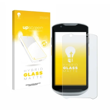 Vorderseite einer Produktverpackung mit dem Markenlogo upscreen. Daneben ist das Gerät Zebra TC57x mit dem zugehörigen Display