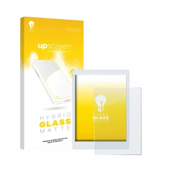 Vorderseite einer Produktverpackung mit dem Markenlogo upscreen. Daneben ist das Gerät reMarkable 2 mit dem zugehörigen Displa