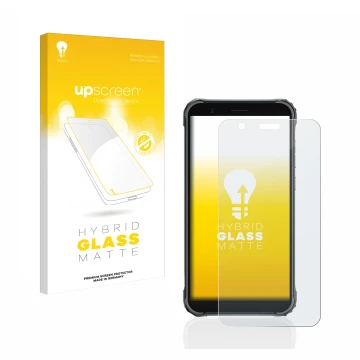 Vorderseite einer Produktverpackung mit dem Markenlogo upscreen. Daneben ist das Gerät Blackview BV4900 Pro mit dem zugehörige
