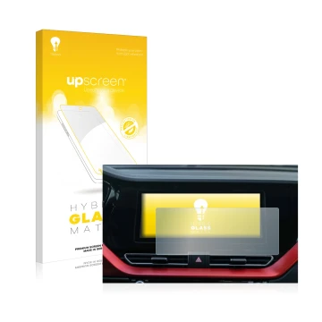 Vorderseite einer Produktverpackung mit dem Markenlogo upscreen. Daneben ist das Gerät Kia E-Niro 2020 Infotainment System mit