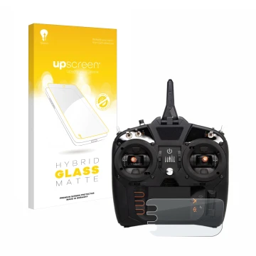 Vorderseite einer Produktverpackung mit dem Markenlogo upscreen. Daneben ist das Gerät Spektrum NX8 mit dem zugehörigen Displa