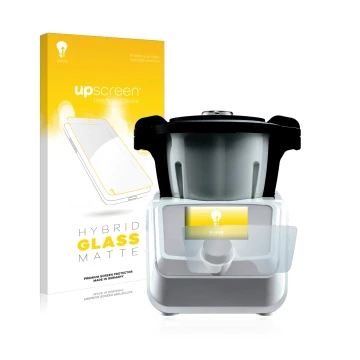 Vorderseite einer Produktverpackung mit dem Markenlogo upscreen. Daneben ist das Gerät SilverCrest Mini Monsieur Cuisine Conne