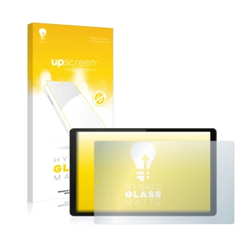 Vorderseite einer Produktverpackung mit dem Markenlogo upscreen. Daneben ist das Gerät Lenovo Tab M10 HD (2. Gen.) mit dem zug